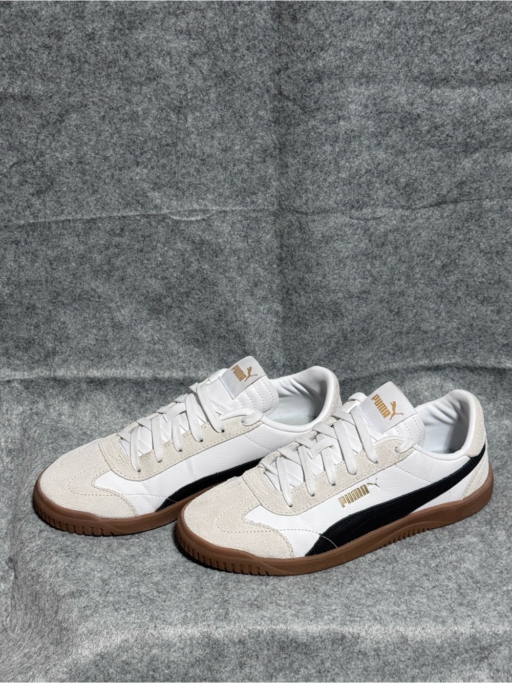 PUMA Club 5V5 SD White Black Gum Sneakers Women 8.5 398670-02